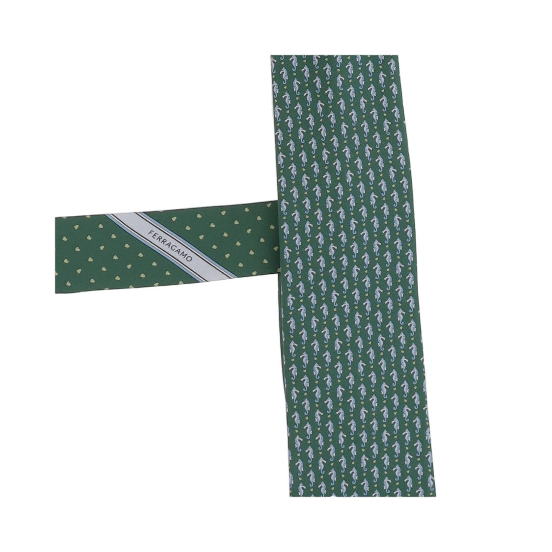 Salvatore Ferragamo Green Patterned Silk Tie