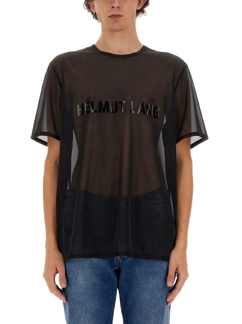 Helmut Lang Black T-Shirt With Bold Logo Design