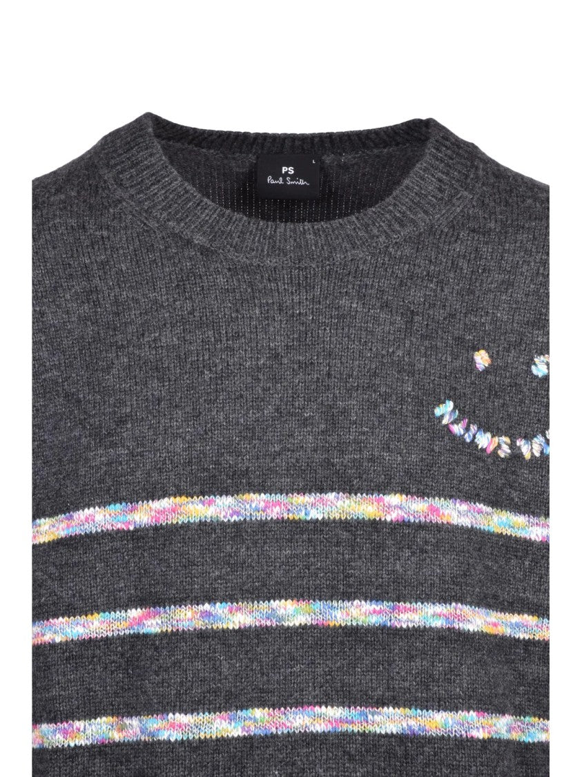 Paul Smith Grey Striped Wool-Blend Crewneck Sweater