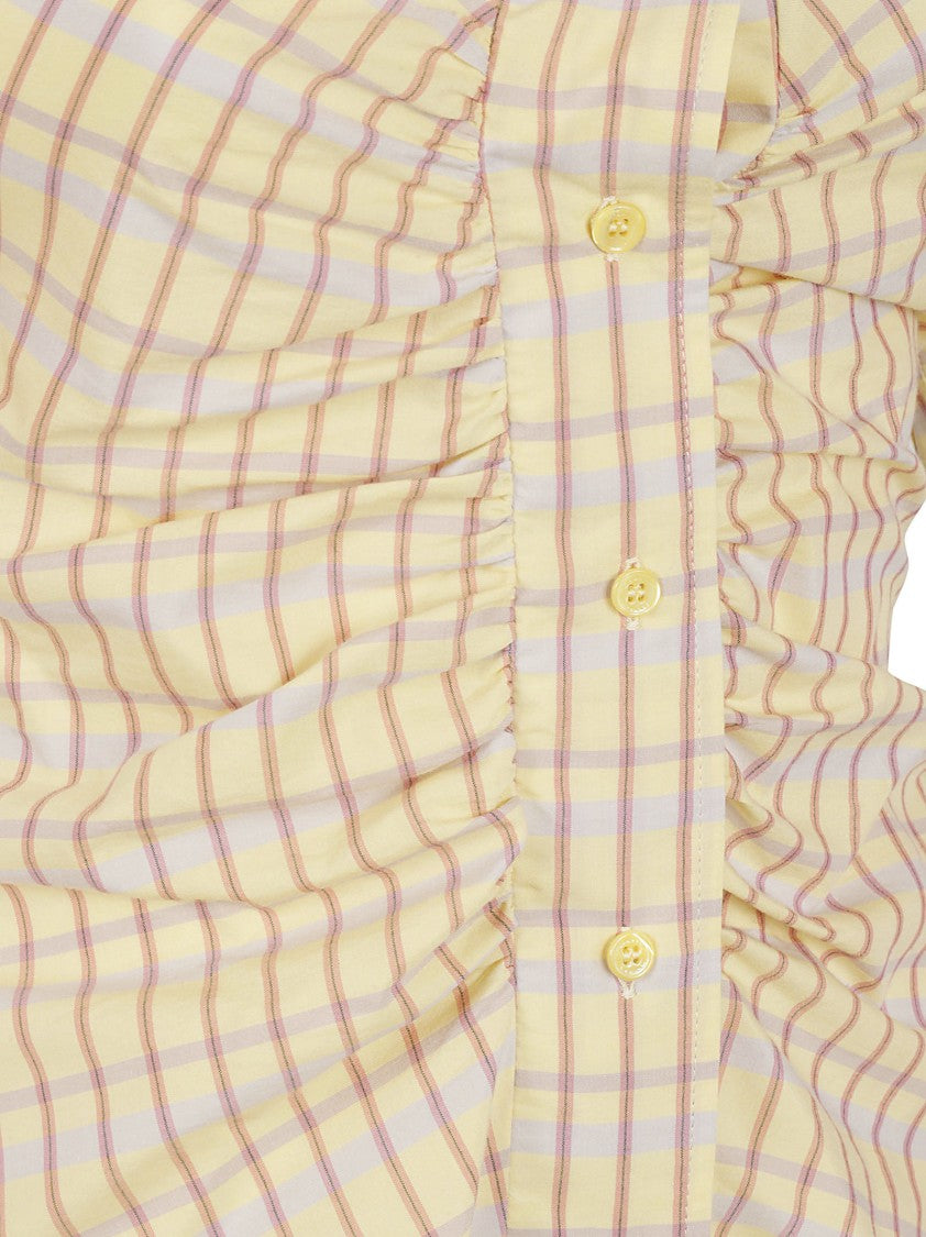 Isabel Marant Ruffled Neckline Check Pattern Shirt