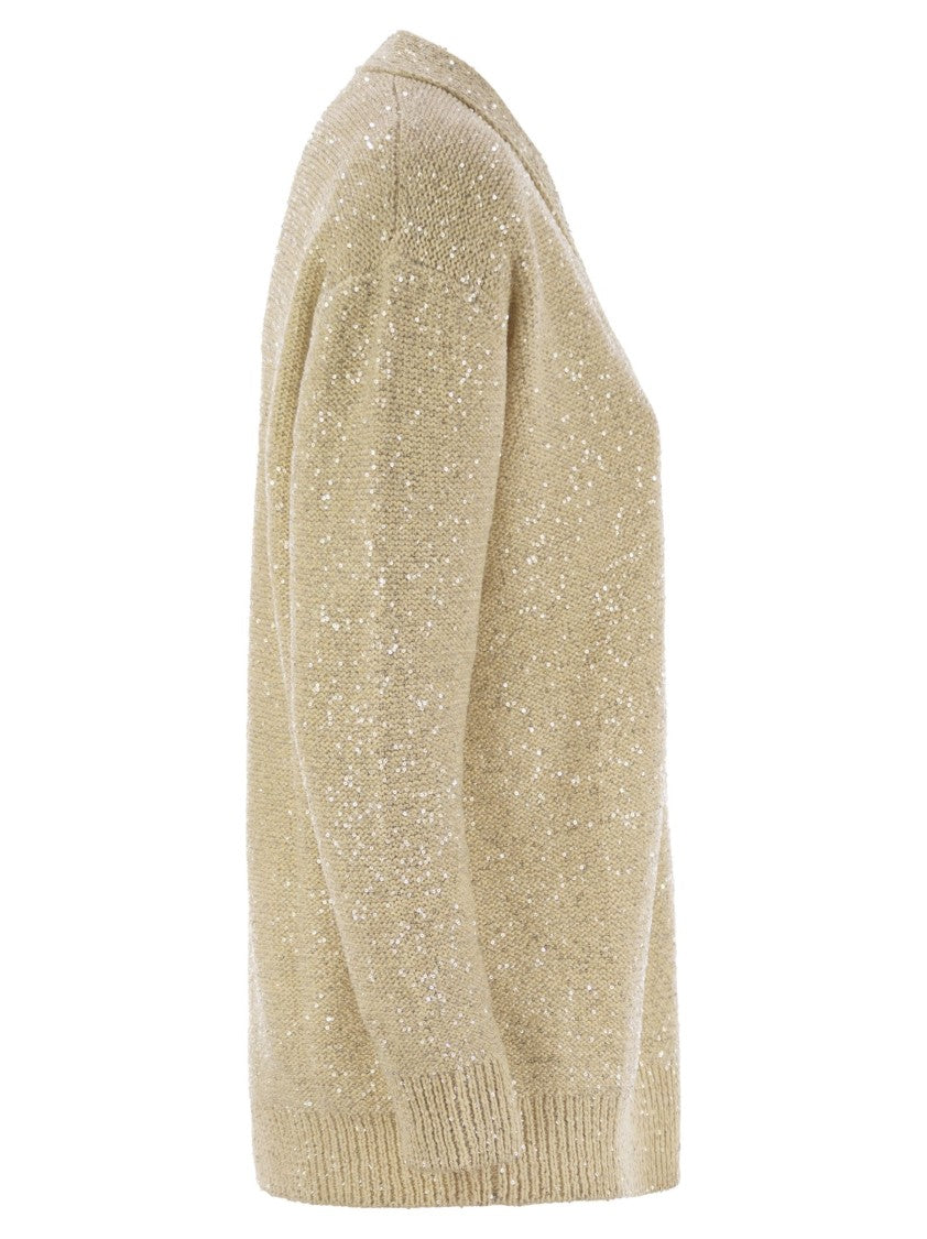 Fabiana Filippi Cotton Knit Cardigan With Sequins