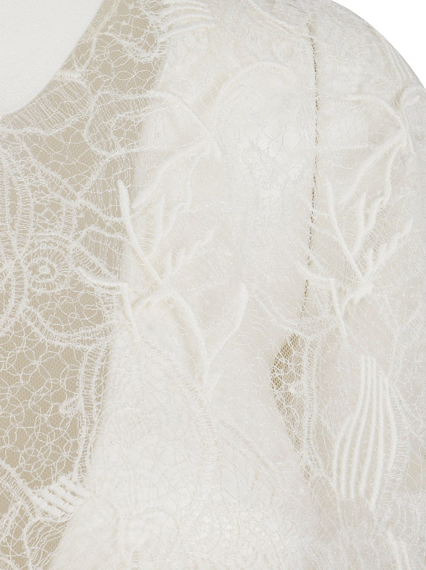 Fabiana Filippi Lace Overlay Shirt With Floral Patterns