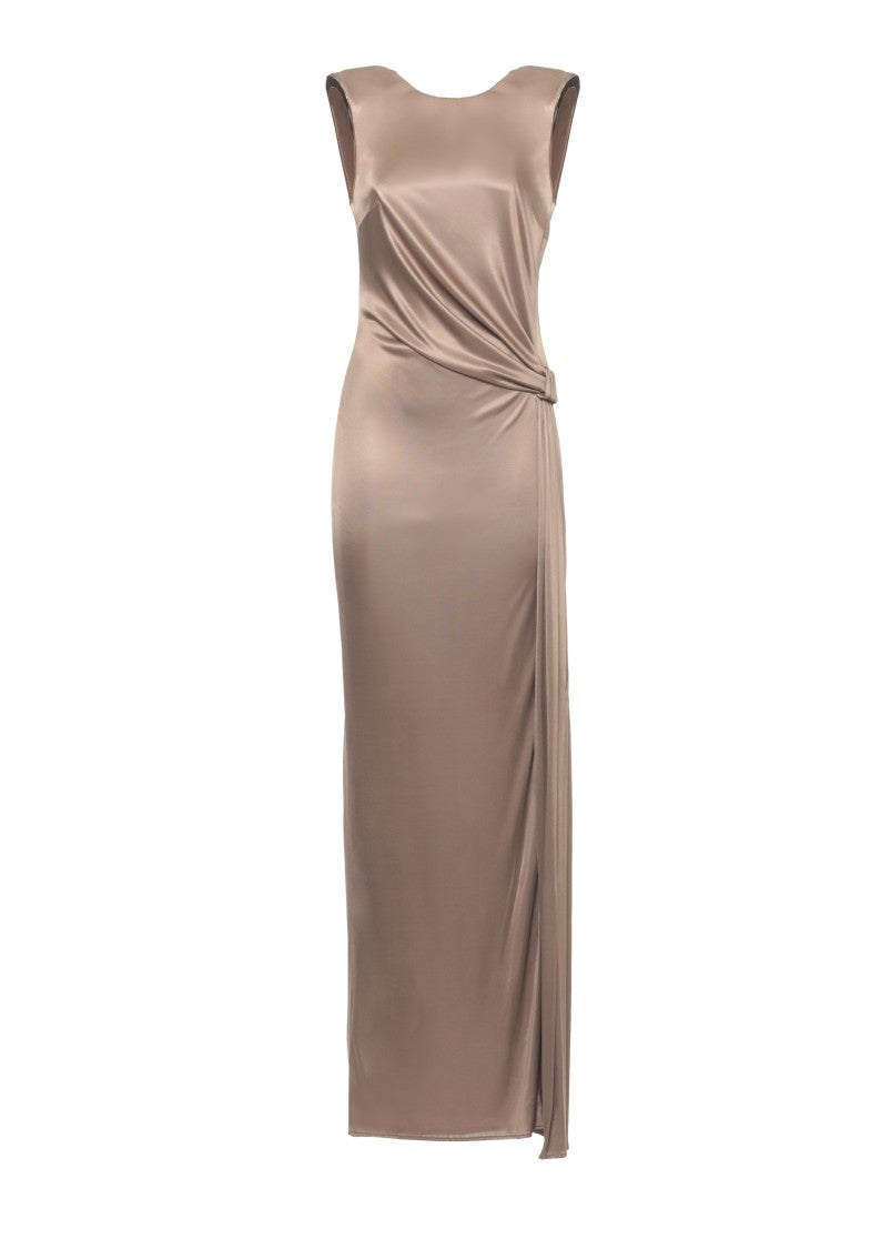 Elisabetta Franchi Viscose Dress With Bare Back And Metal Shoulder Details