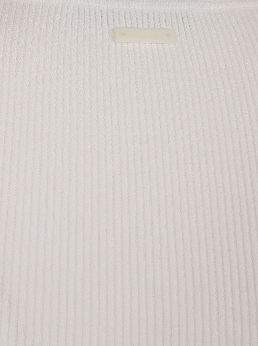 Max Mara Wide Shoulder Ribbed Top With Round Neckline