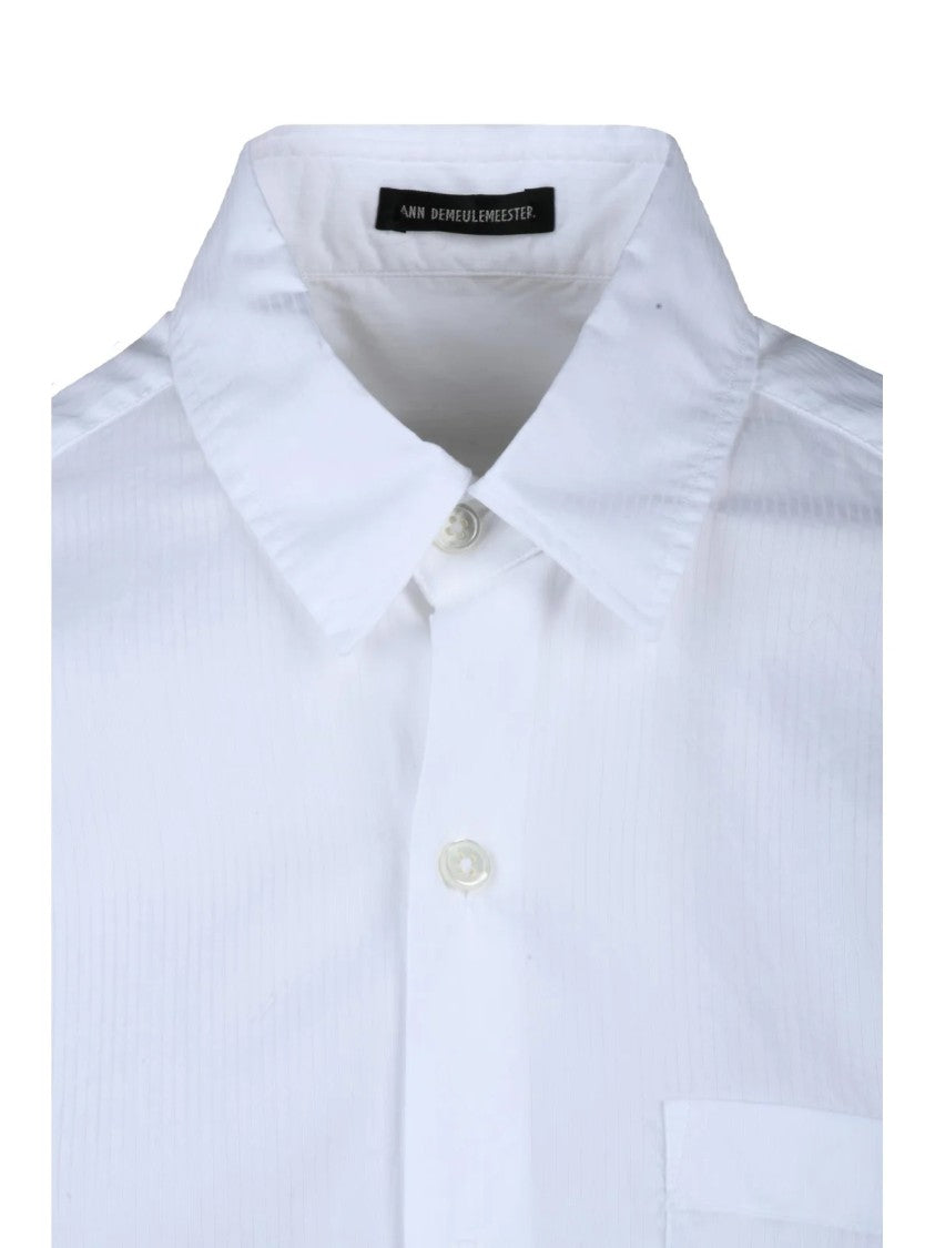 Ann Demeulemeester White Sleeveless Curved Hem Cotton Shirt