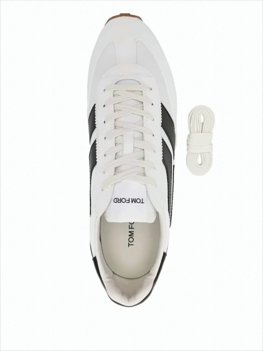 Tom Ford Low-Profile White Sneakers With Black Leather Accents