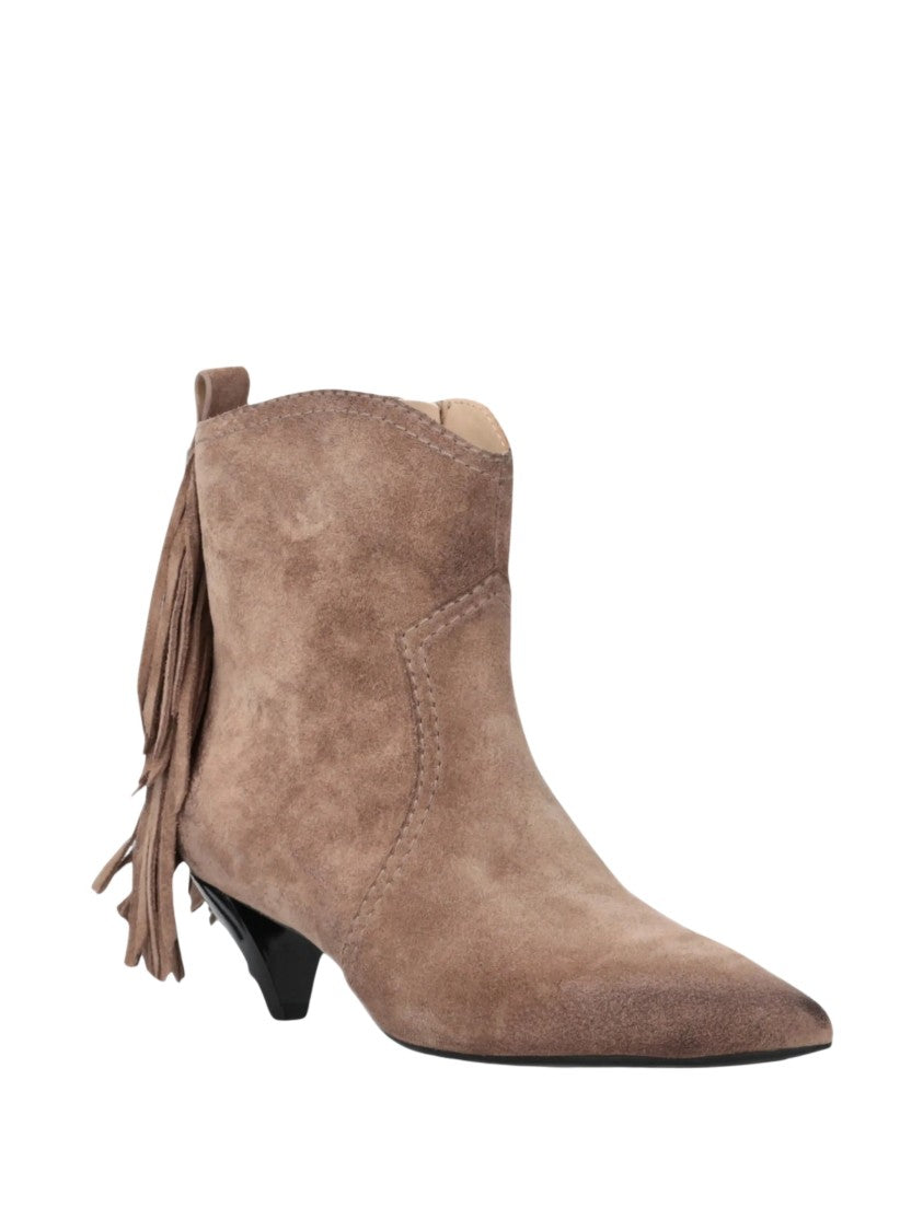 Pinko Soft Suede Ankle Boots With Playful Tassels