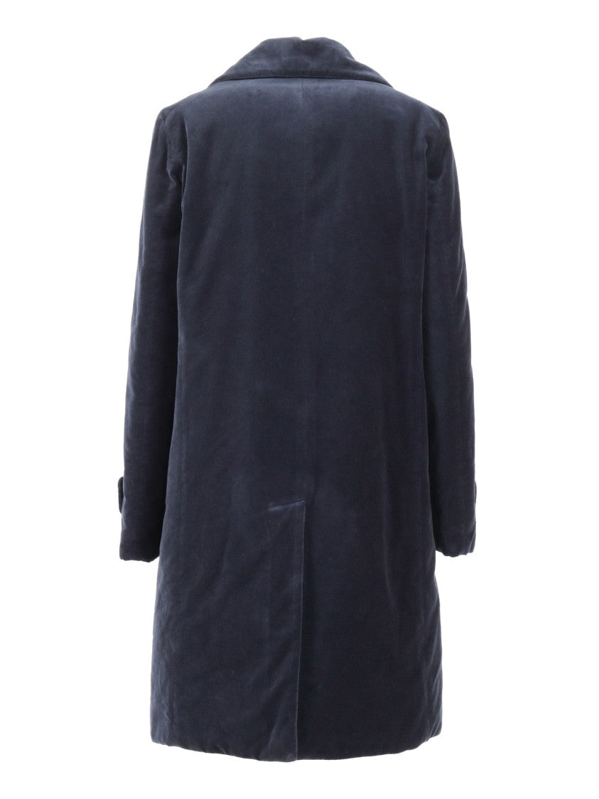 Aspesi Double-Breasted Long Coat With Velvety Texture