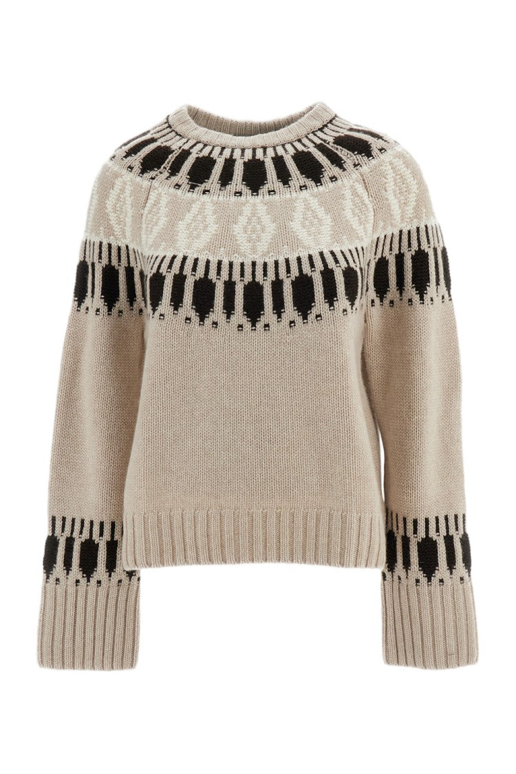 Arch4 Beige Brown Jackson Fair Isle Cashmere Crewneck Sweater