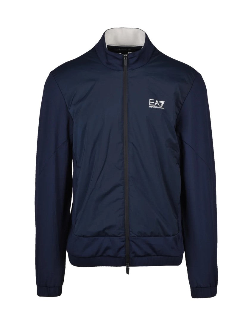 Ea7 Emporio Armani Blue Lycra Polyamide Elastane Zip Sweatshirt