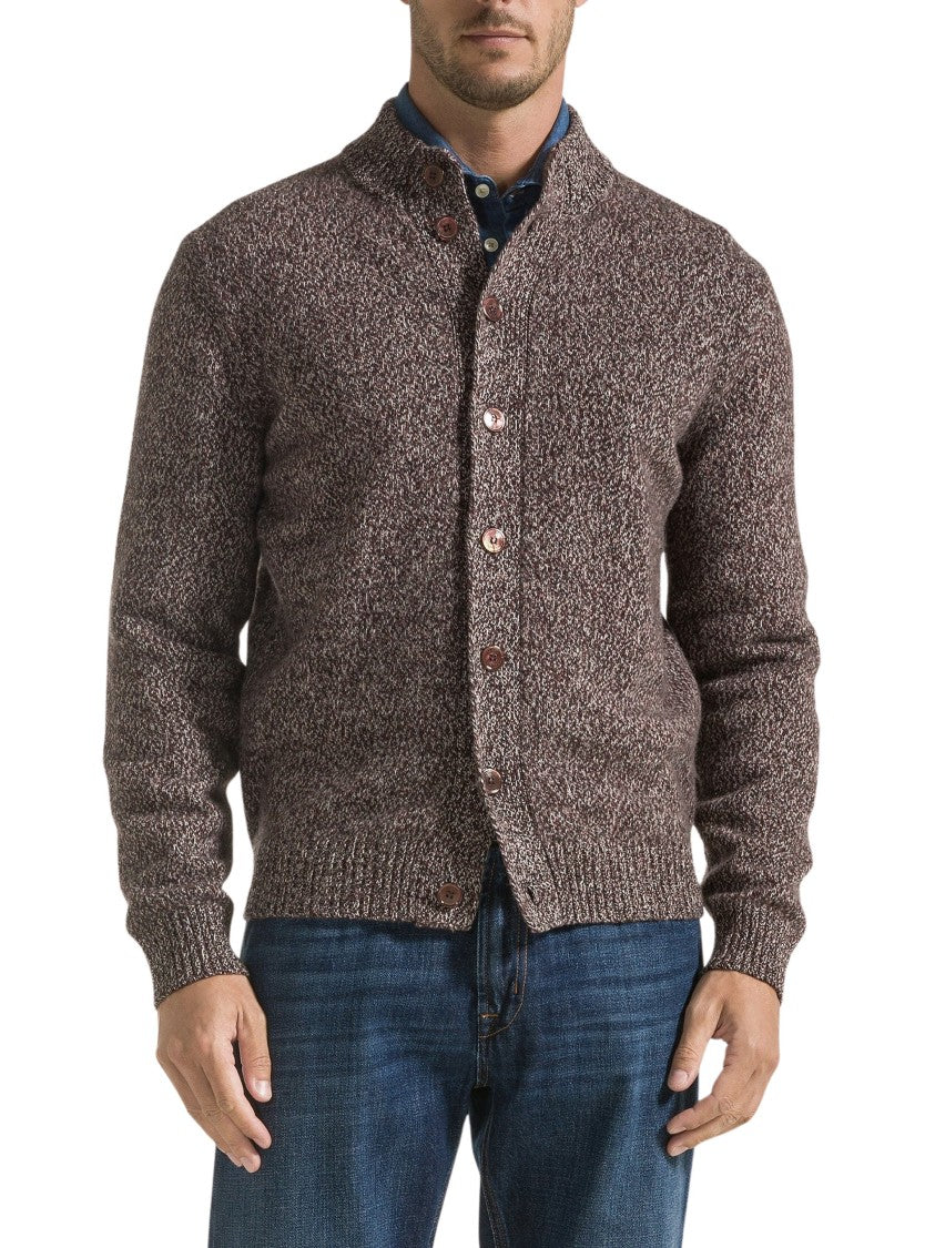 Seventy Venezia Textured High Neck Wool-Blend Cardigan