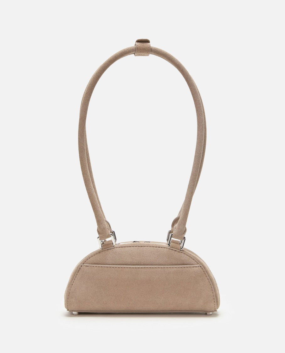 Self-Portrait Grey Suede Mini Shoulder Bag With Charm