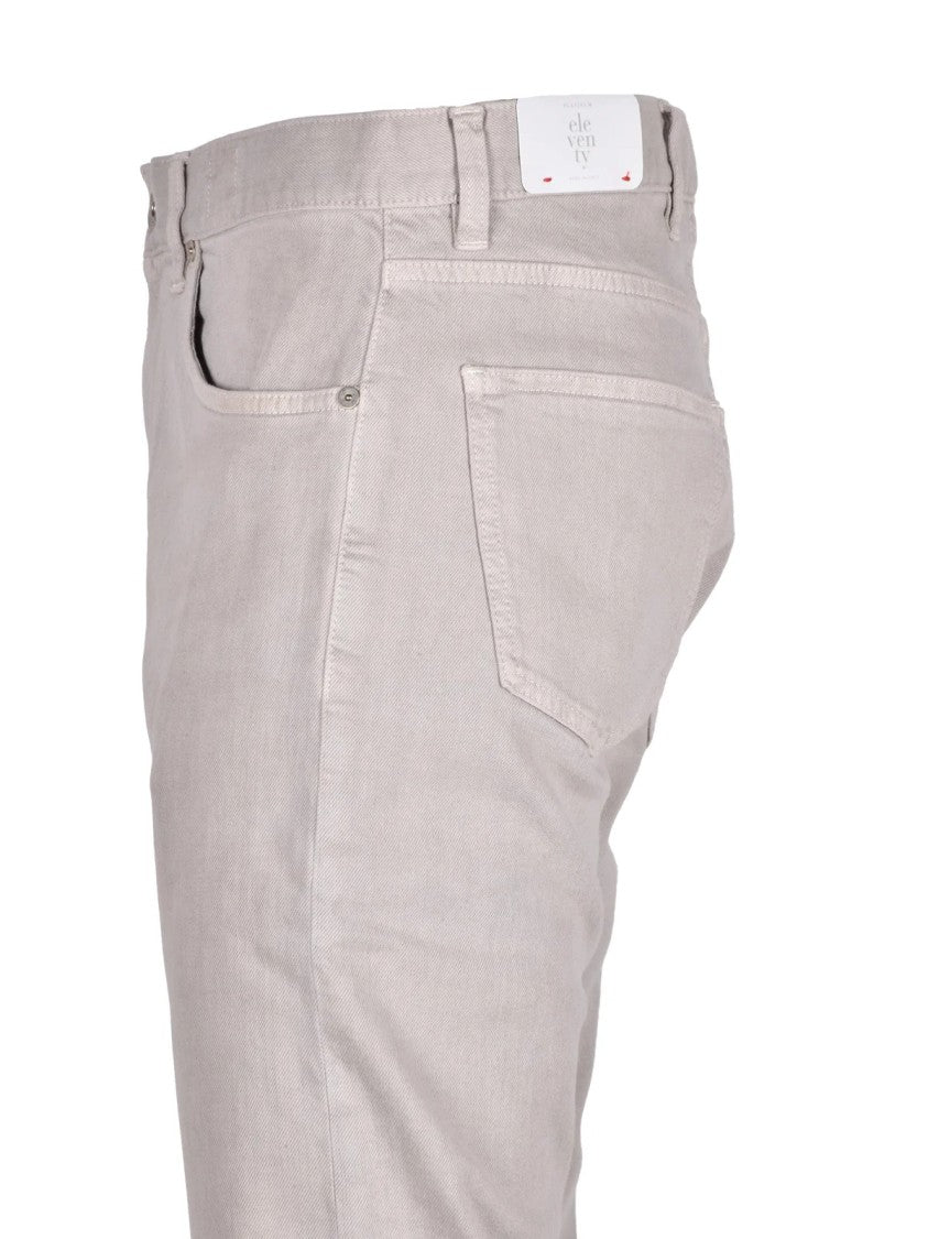 Eleventy Light Grey Straight Leg Jeans With Classic Five-Pocket Design