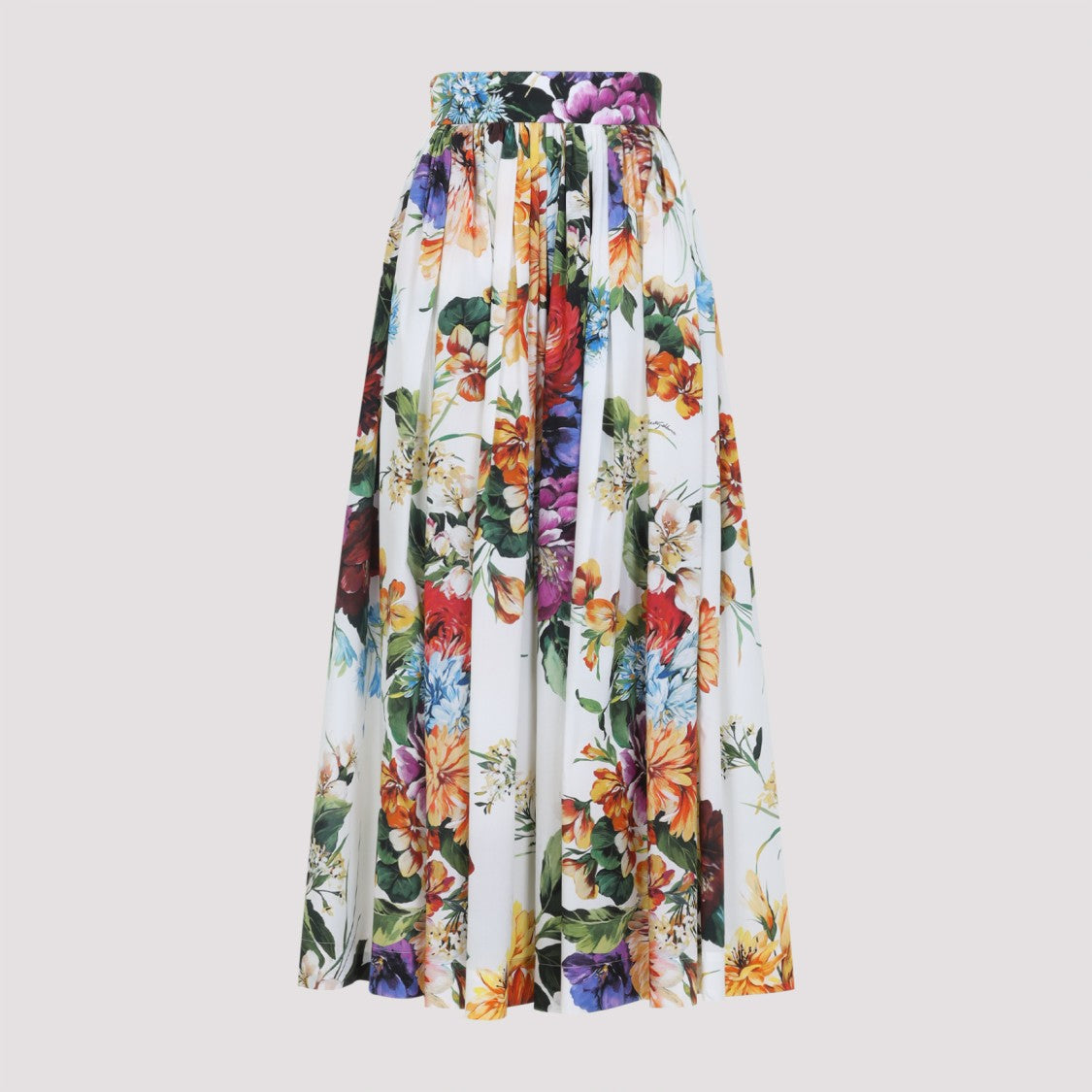 Dolce & Gabbana Multicolor Flower Cotton Midi Skirt