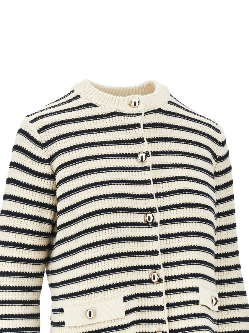 Max Mara Ribbed Knit Sweater With Horizontal Stripes