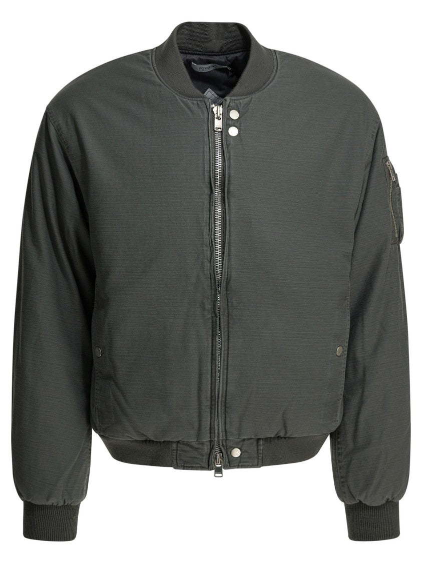 Nonnative Boxy-Fit Grey Cotton Bomber Jacket With Double-Slider Zipper