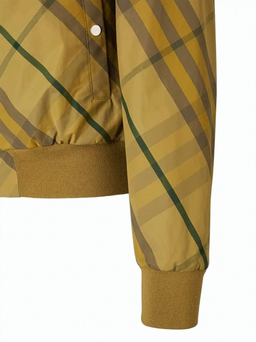 Burberry Cropped Bomber Jacket With Classic Check Pattern