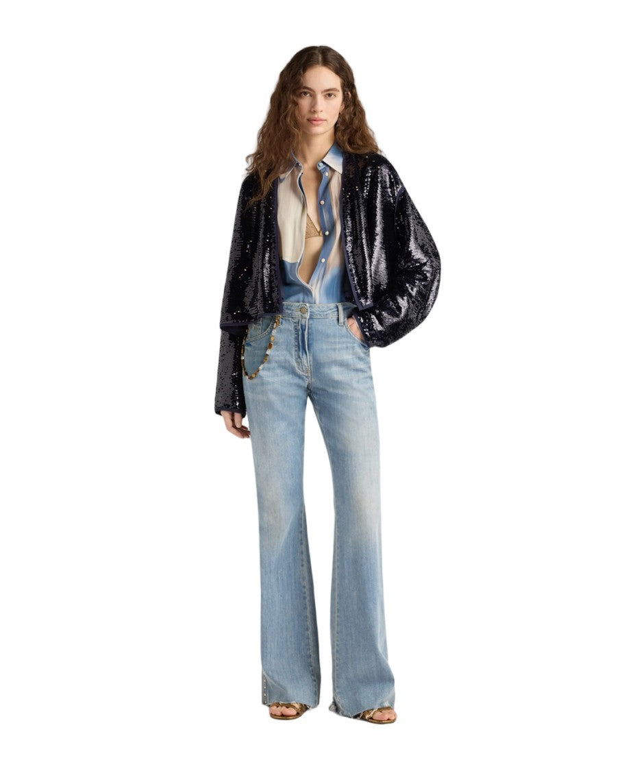 Momonì Pahoke Deconstructed Raw Edge Sequined Spencer Jacket
