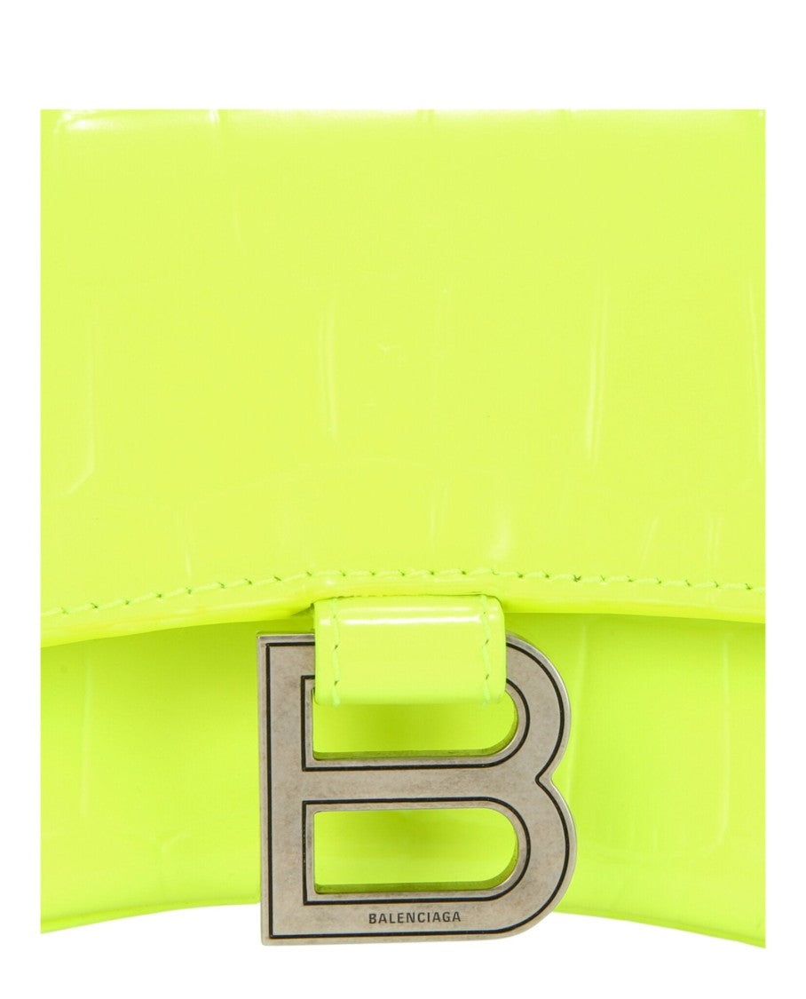 Balenciaga Croc-Embossed Hourglass Xs Top Handle Bag