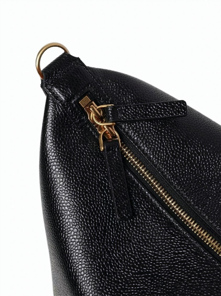 Thom Browne Structured Calf Leather Shoulder Bag With Striped Accent