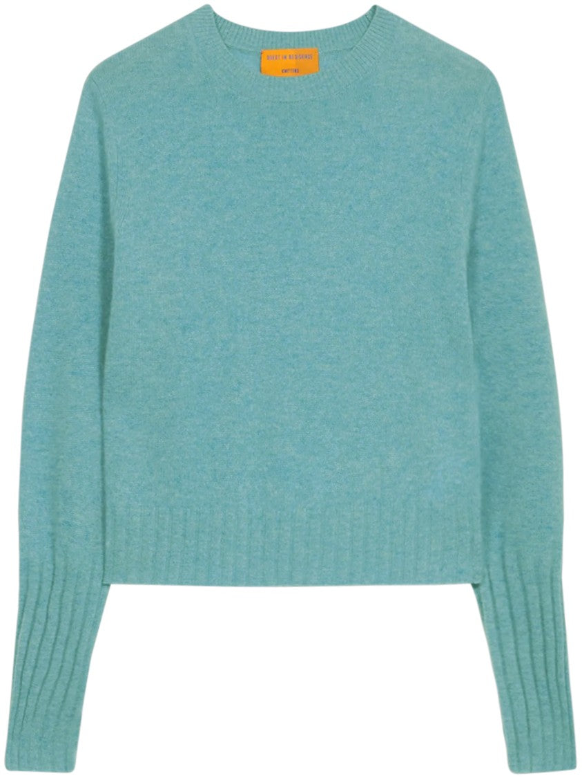 Guest In Residence Classic Crew Neck Sweater In Solid Pink Cotton