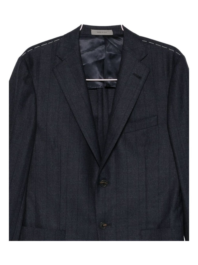 Corneliani Blue Virgin Wool And Cashmere Suit Jacket