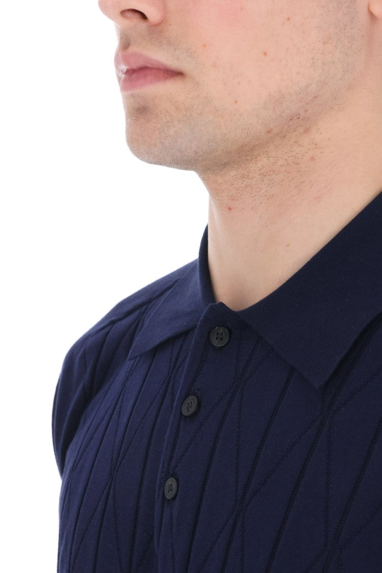Roberto Collina Special Short Sleeve Rhomboid Pattern Polo