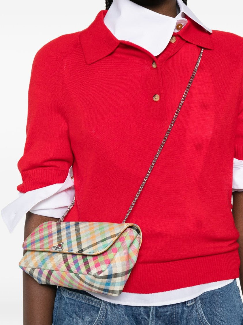 Vivienne Westwood Rectangular Cream Plaid Shoulder Bag