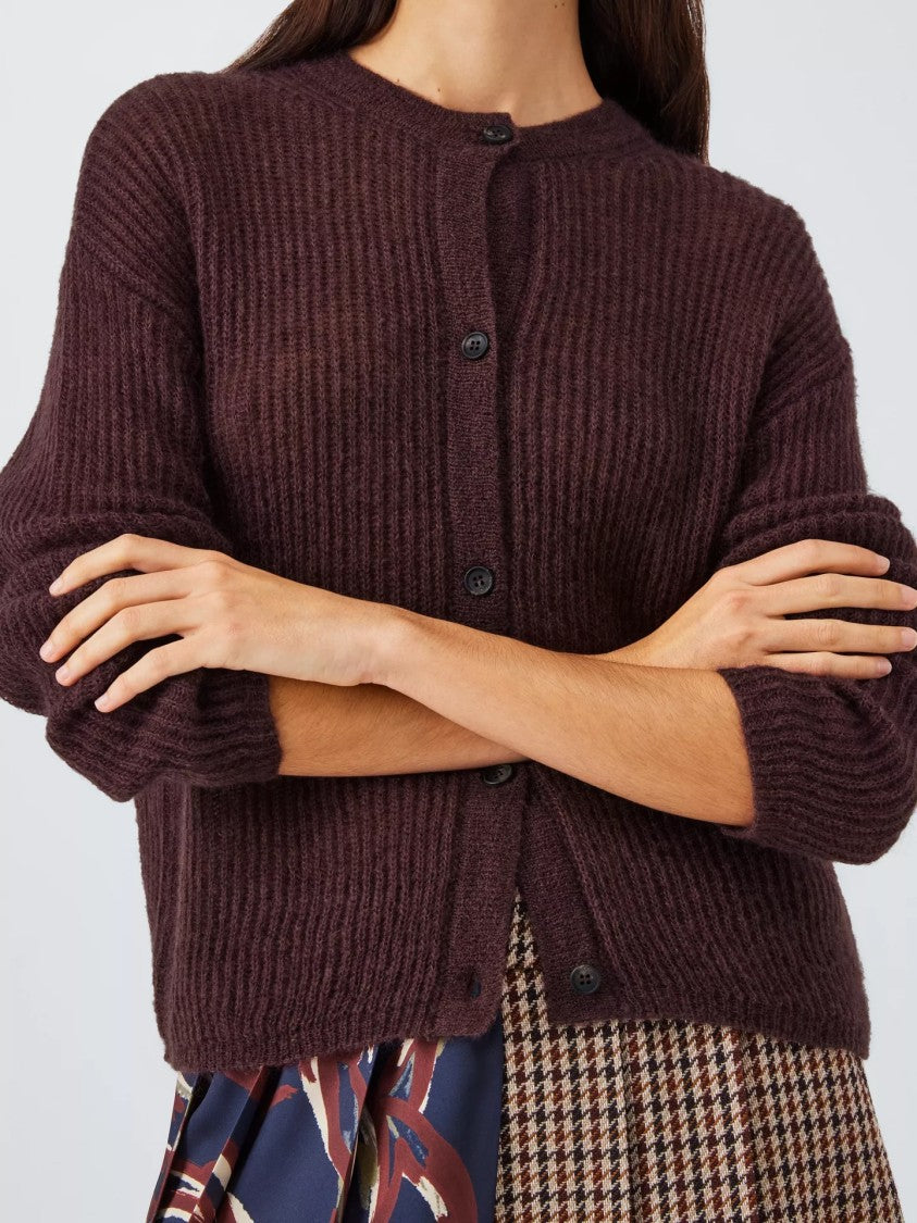 Max Mara Medium Length Burgundy Cardigan