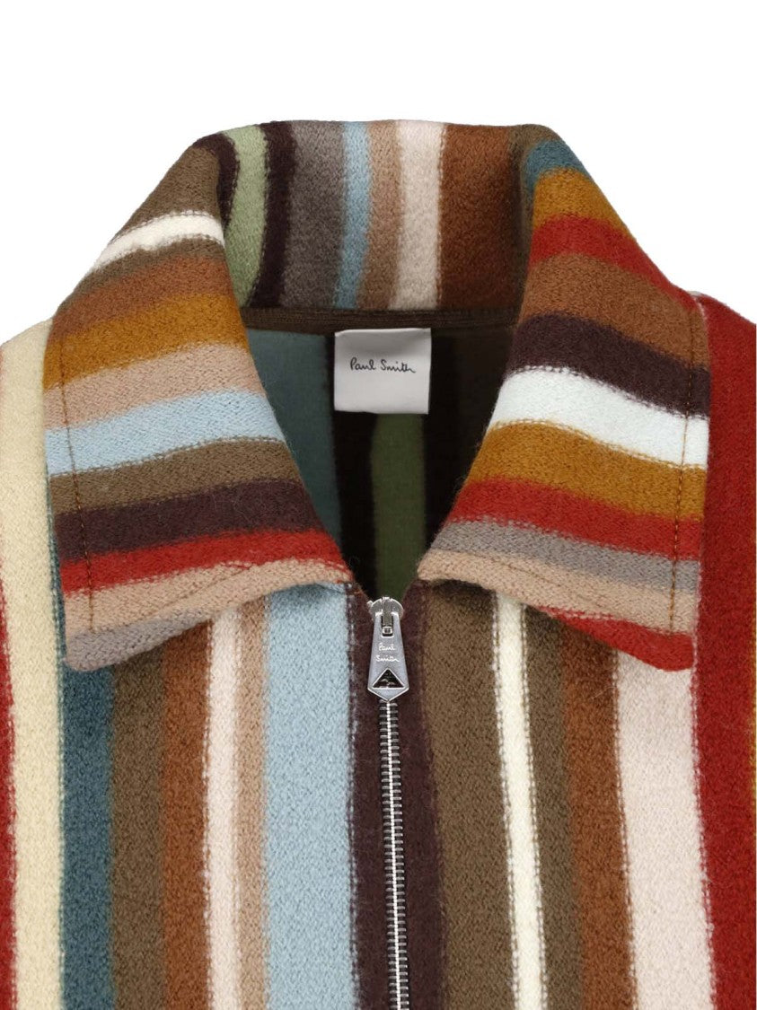 Paul Smith Multicolor Signature Stripe Merino Wool Zip Cardigan