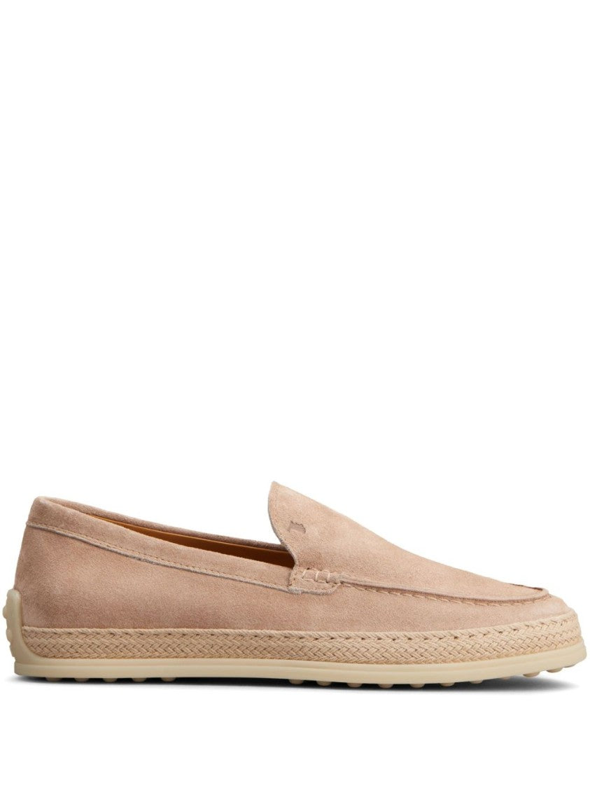 Tod's Suede Slip-On Flat Shoes With Textured Sole