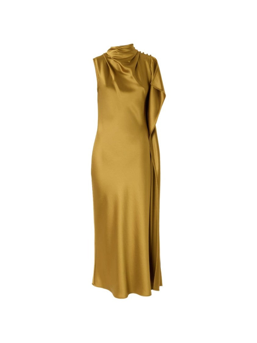 Pinko Asymmetrical Satin Elegant Draping Dress