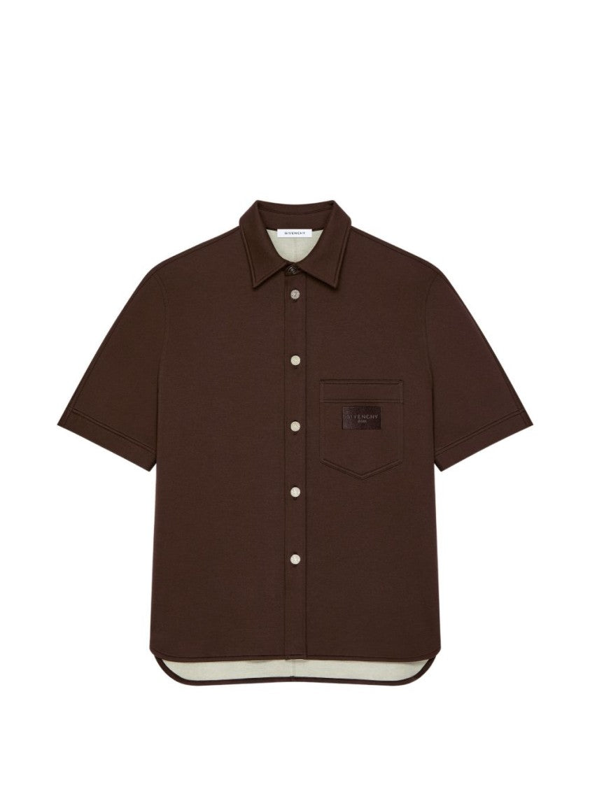 Givenchy Boxy Cropped Metallic Closure Classic Collar Shirt