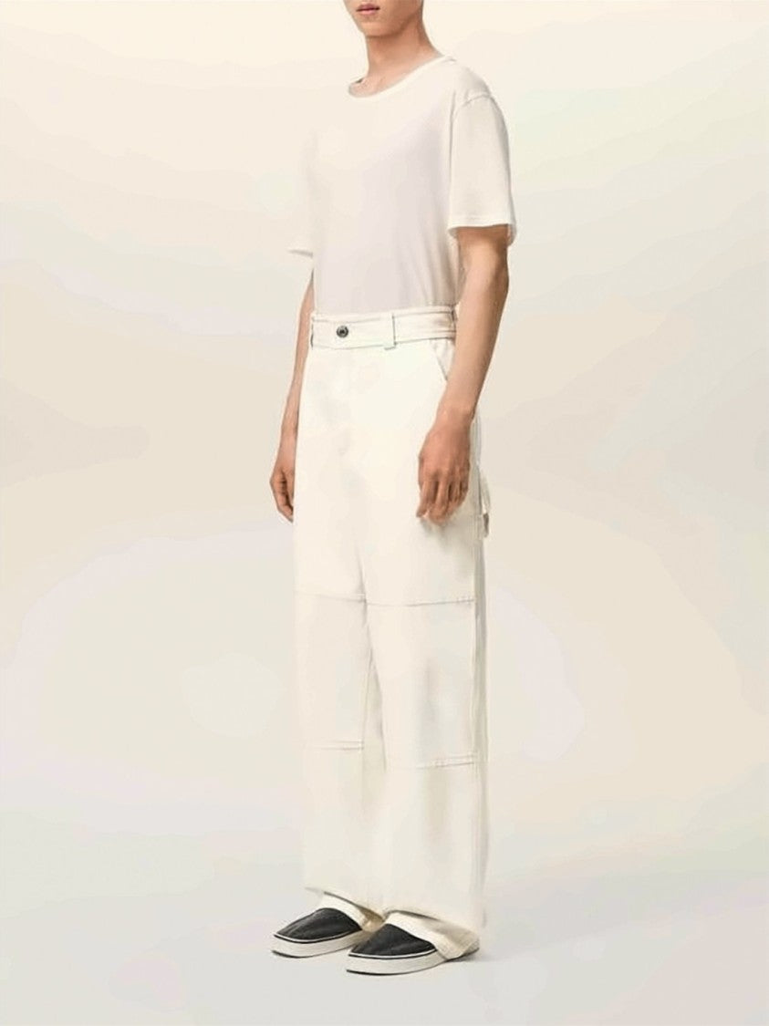 Ami Paris Wide-Leg Cotton Trousers With Utility Pocket Design