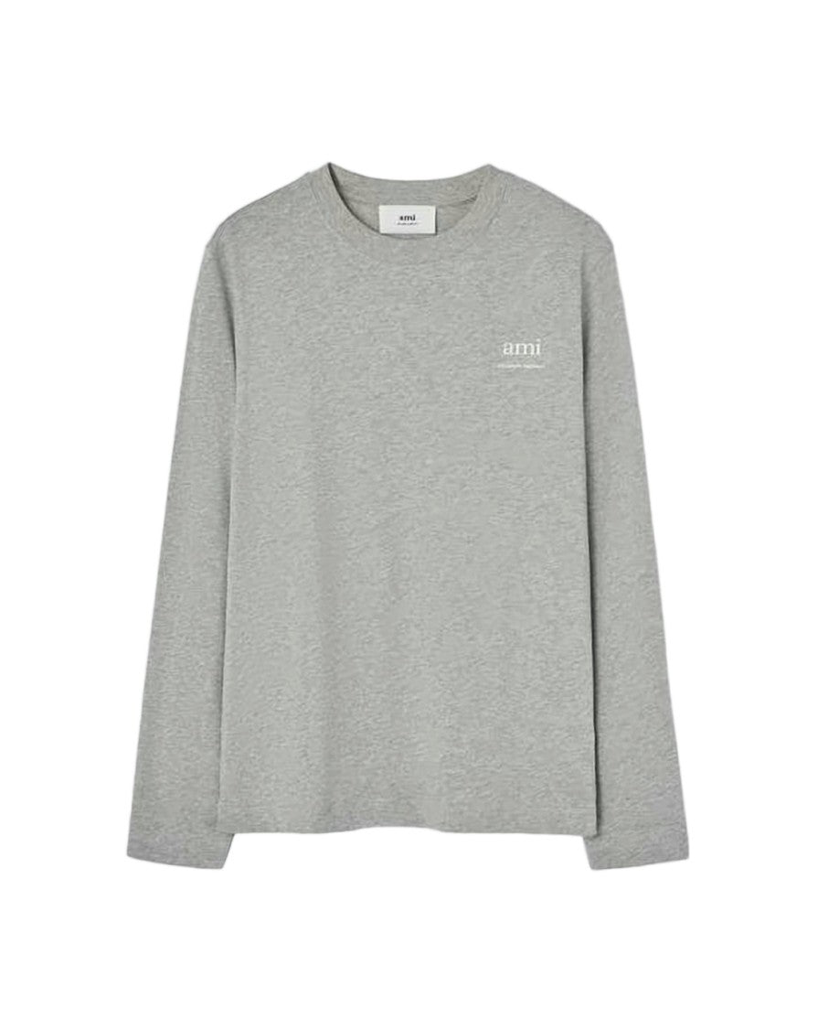 Ami Paris Heather Grey Long-Sleeve Top