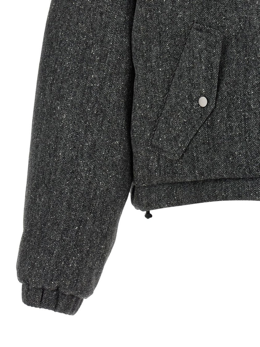 Brunello Cucinelli Dark Grey Cropped Boxy Textured Jacket