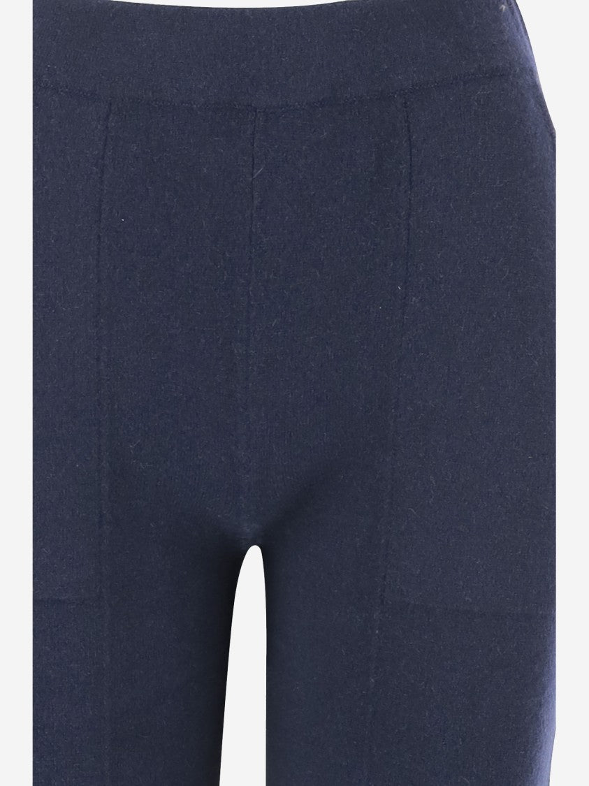Bruno Manetti Navy Blue Cashmere Pants With Elasticized Waist