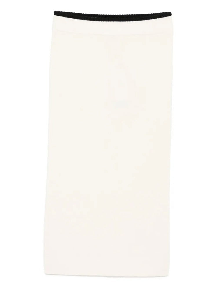 Pinko Minimalist White Skirt With Contrasting Dark Trim