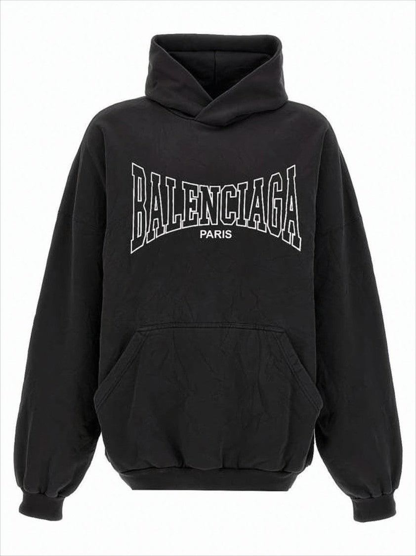 Balenciaga Relaxed Fit Black Cotton Hoodie