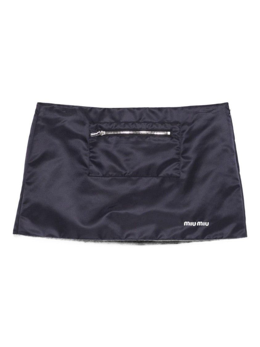 Miu Miu Black Technical Gazar Fleece Mini Skirt