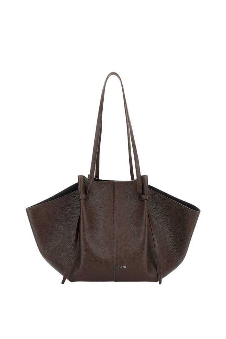 Yuzefi Spacious Pebbled Leather Tote With Adjustable Handles