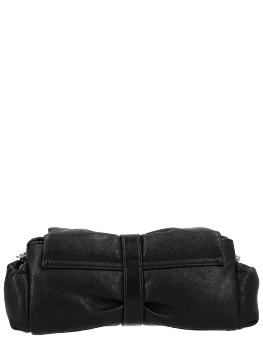 Vivienne Westwood Black Silver Buckle Gathered Calf Leather Clutch
