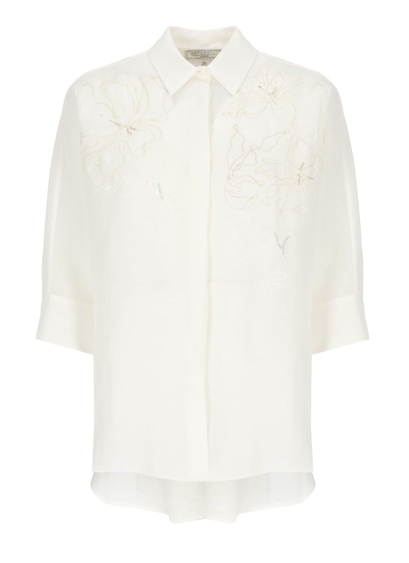 Antonelli White Linen And Silk Shirt