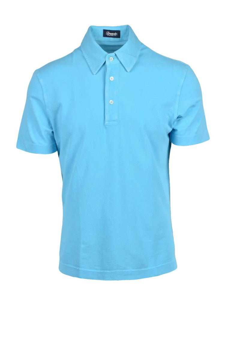 Drumohr Light Blue Cotton Polo Shirt
