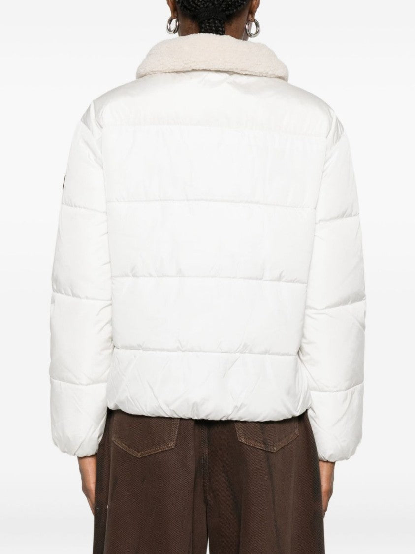 Save The Duck Short Quilted Jacket With Plush Collar And Trim