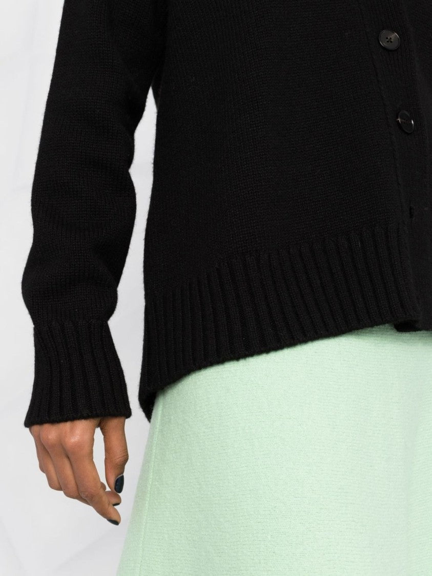 Jil Sander Black Boxy Cashmere V-Neck Cardigan