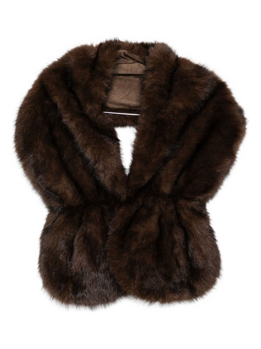 Betta Corradi Brown Faux Fur Overcoat