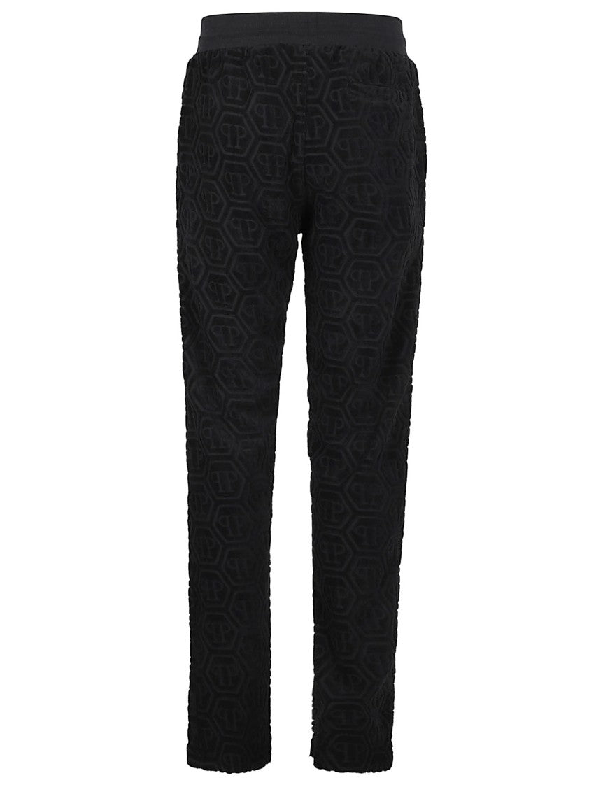 Philipp Plein Textured Black Trousers With Relaxed Fit