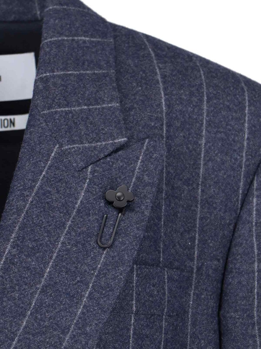 Lardini Pinstripe Virgin Wool And Cashmere Blazer – Blue