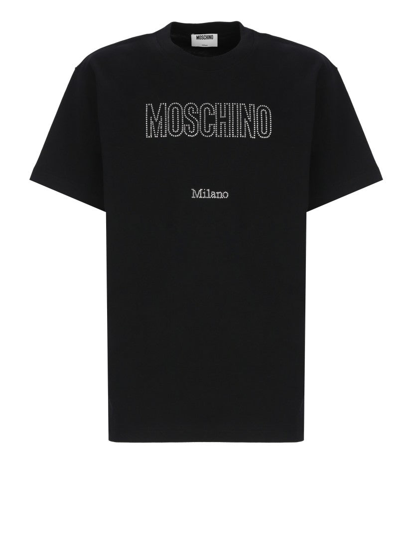 Moschino Strass-Embellished Black Cotton T-Shirt
